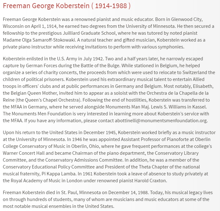 Freeman George Koberstien War Stories